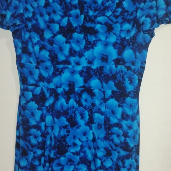 Chaps By Ralph Lauren Floral Crossover Surplice Dress-Blue  Moc Wrap Jersey - Picture 13 of 16